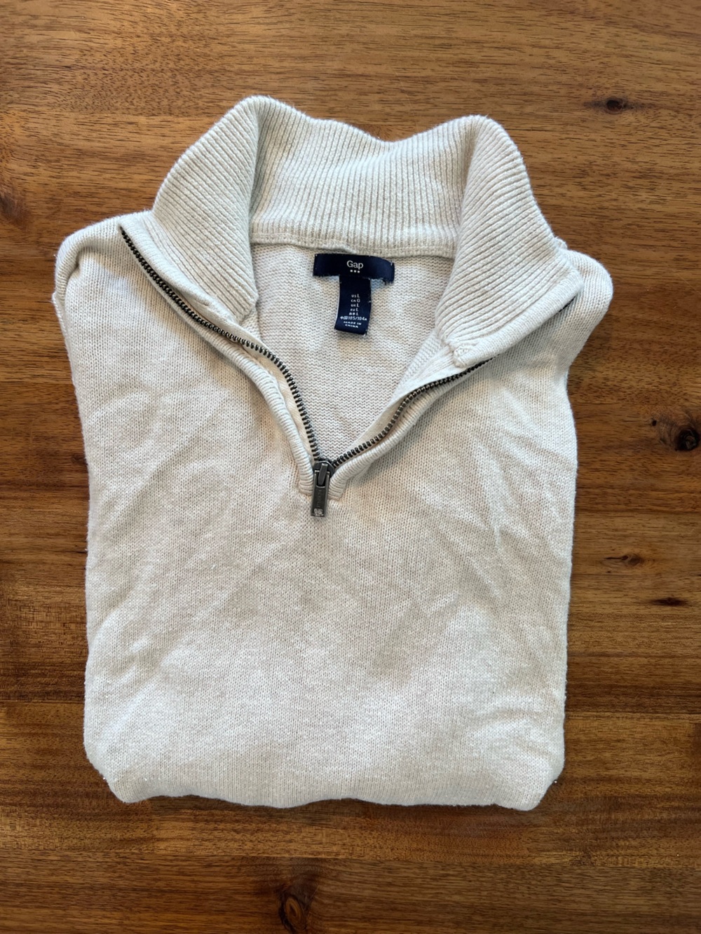 GAP Men's Light Cream Zip-Up Sweater